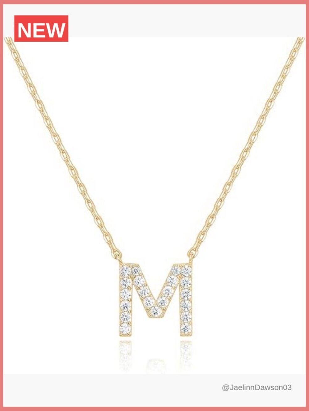 14K White Gold Plated Cubic Zirconia Initial Pendant Necklace Dainty
